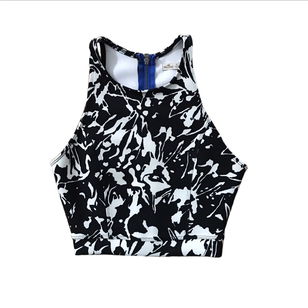 Hollister B&W Splatter Print Halter Top
